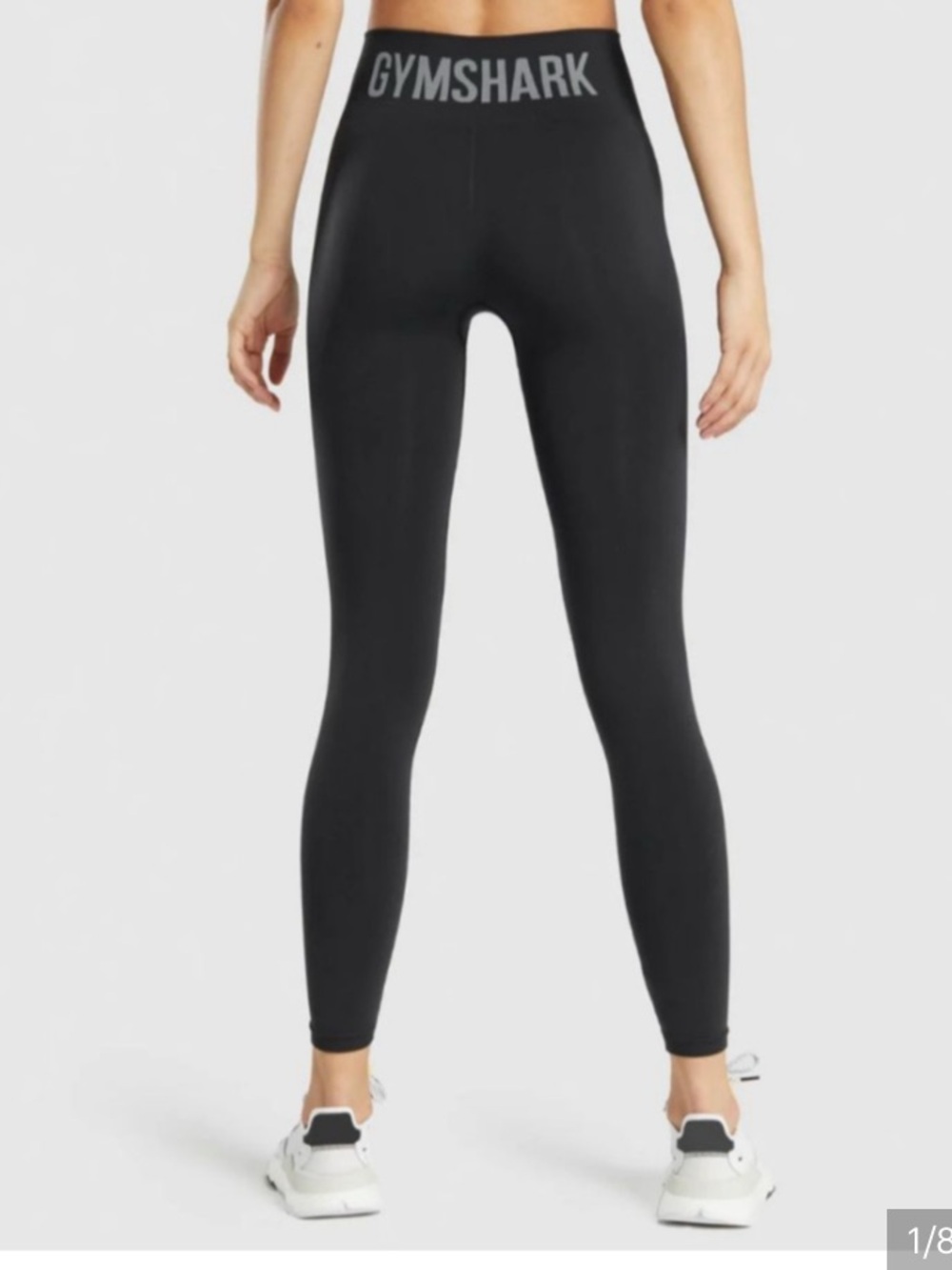 Gymshark seamless Black logo back leggings tights Women’s Sz M EUC
